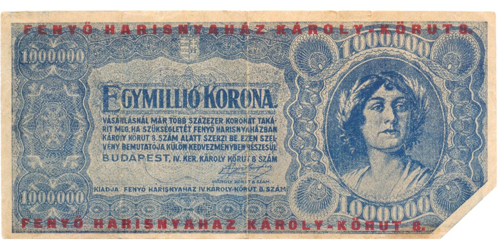 Egymillió korona 1923 Fenyő Harisnyház R!